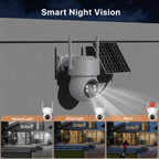 Caméra de Surveillance Extérieure Solaire WiFi PTZ avec Batterie Intégrée – HD, Vision Nocturne Infrarouge, Détection et Contrôle à Distance iCSee