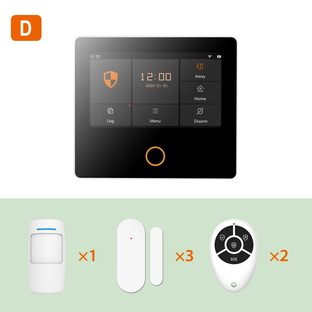Staniot Système d’Alarme Maison WiFi Tuya avec Écran Tactile IPS 4,3" – Kit Alarme Sans Fil Intelligent et Connecté
