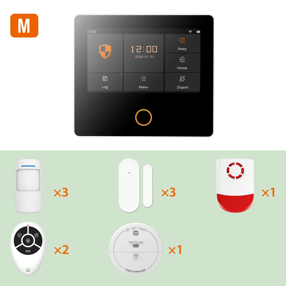 Staniot Système d’Alarme Maison WiFi Tuya avec Écran Tactile IPS 4,3" – Kit Alarme Sans Fil Intelligent et Connecté