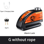 Rockbye Antivol à Disque avec Alarme 120 dB Rechargeable – Bloque-Disque Étanche pour Moto, Scooter et Vélo avec Câble de Sécurité