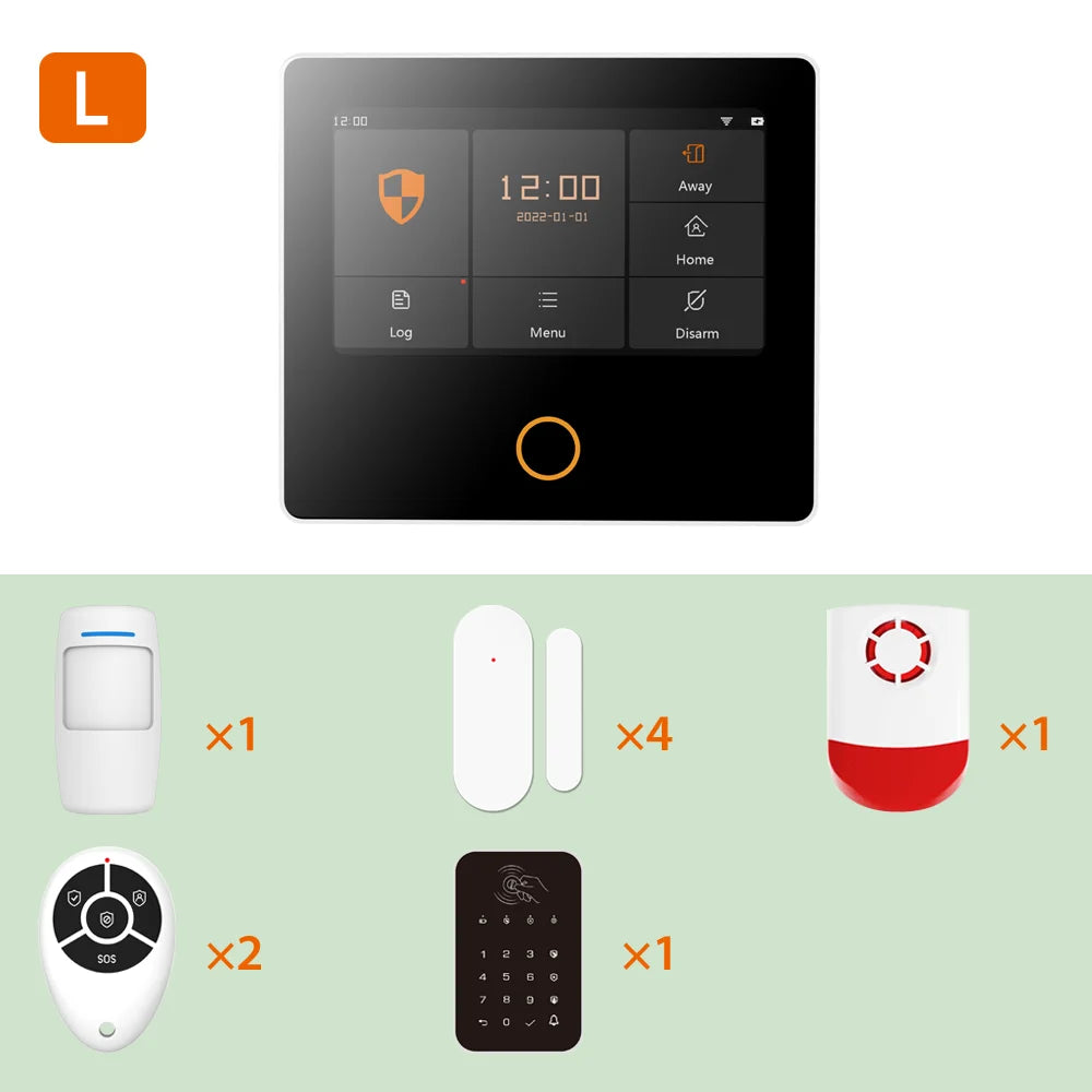 Staniot Sistema de Alarma Casa WiFi Tuya con Écran Tactile IPS 4,3" – Kit Alarme Sans Fil Intelligent et Connecté 