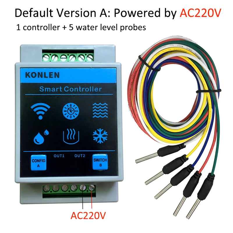 Contrôleur de Niveau d'Eau WiFi KONLEN Tuya – Capteur Intelligent de Gestion et Alarme de Débordement pour Cuve, Réservoir et Piscine 