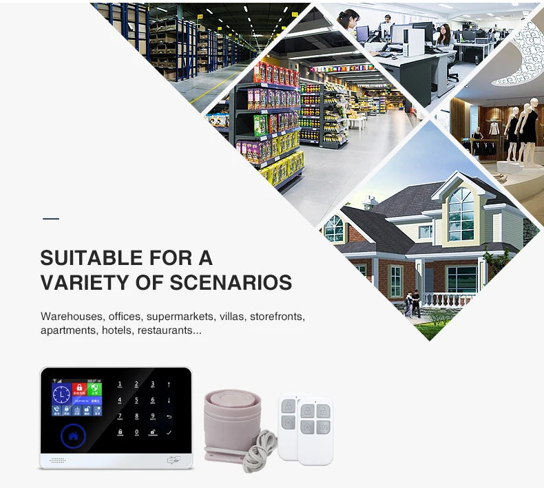 New Landing 6600 – Sistema de alarma Maison Sans Fil WiFi y GSM con pantalla táctil, detector de humos y sensores de seguridad