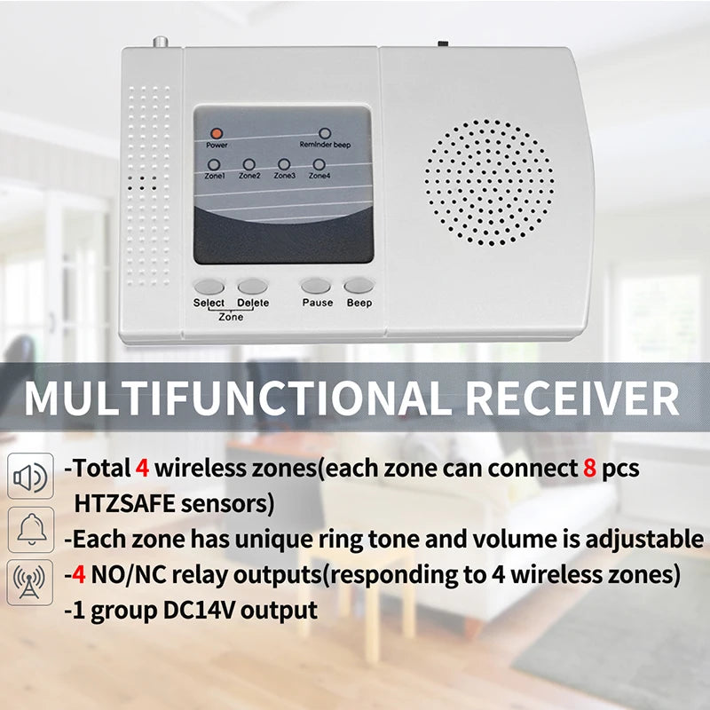 HTZSAFE – Alarma Perimétrique Solaire à Barrière Infrarouge Sans Fil 800 m, Detección 100 m, Sistema de Alerta Exterior para Allée et Jardin 