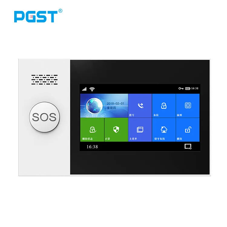 PGST PG107 – Sistema de alarma Maison Connecté Tuya con pantalla táctil 4,3", WiFi y GSM, detectores de movimiento y humo