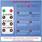 Alarma solar exterior con detector de movimiento PIR y Sirène 129 dB – Lámpara de seguridad multifunción con comando de teléfono 