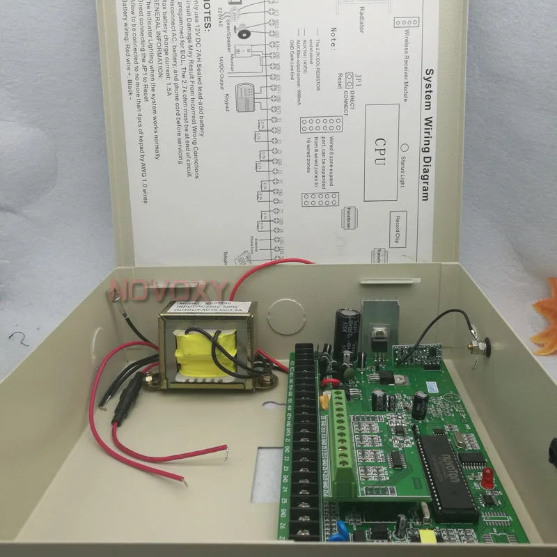 Centrale d'Alarme NOVOXY AD816 Filaire et Sans Fil 32 Zones – 16 Zones Filaire + 16 Zones Sans Fil, Versiones 2G / 4G, Panneau de Contrôle Sécurité Maison 