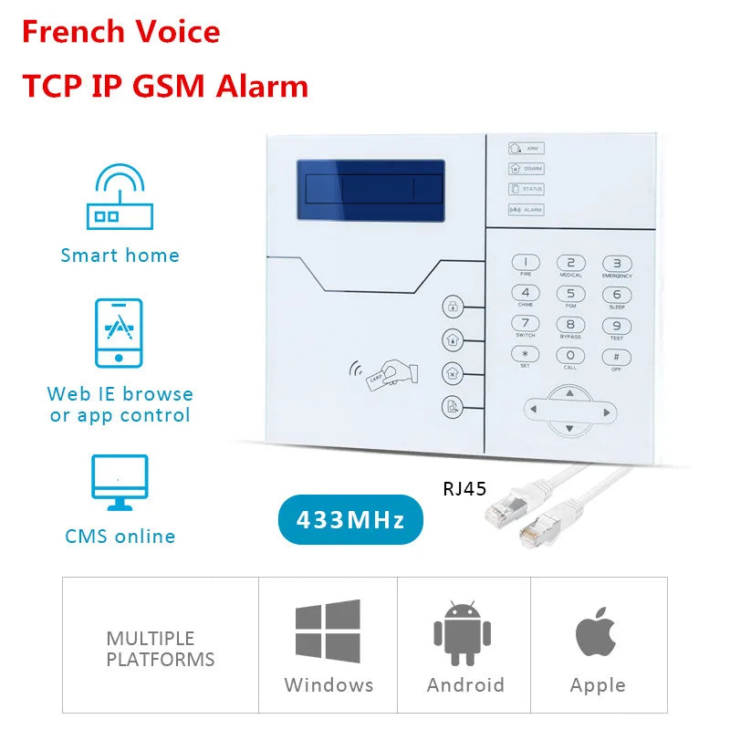 Sistema de alarma Maison ST-VGT Ethernet TCP/IP con GSM GPRS – Centrale Securité Hybride 32 Zones Sans Fil + 8 Zones Filaire