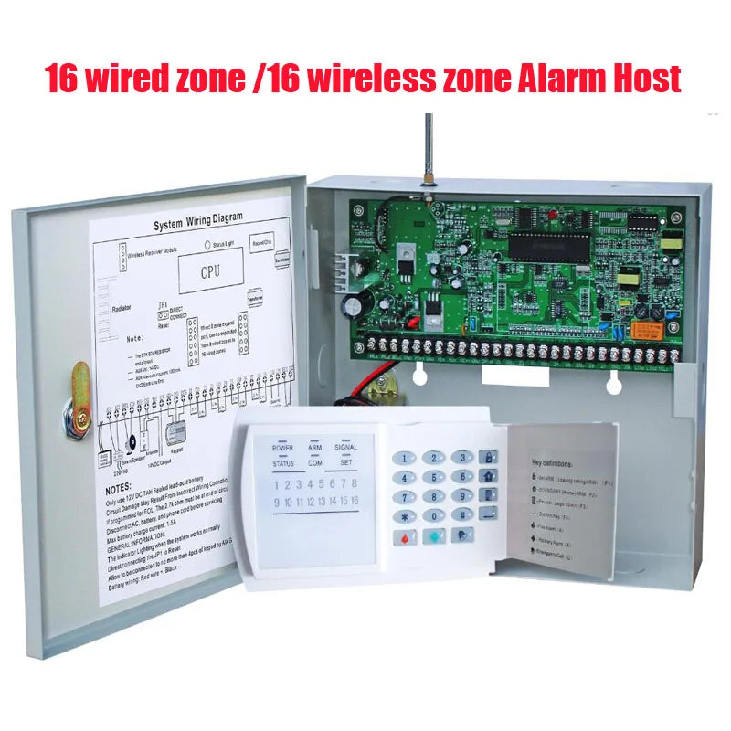 Centrale d'Alarme NOVOXY AD816 Filaire et Sans Fil 32 Zones – 16 Zones Filaire + 16 Zones Sans Fil, Versiones 2G / 4G, Panneau de Contrôle Sécurité Maison 