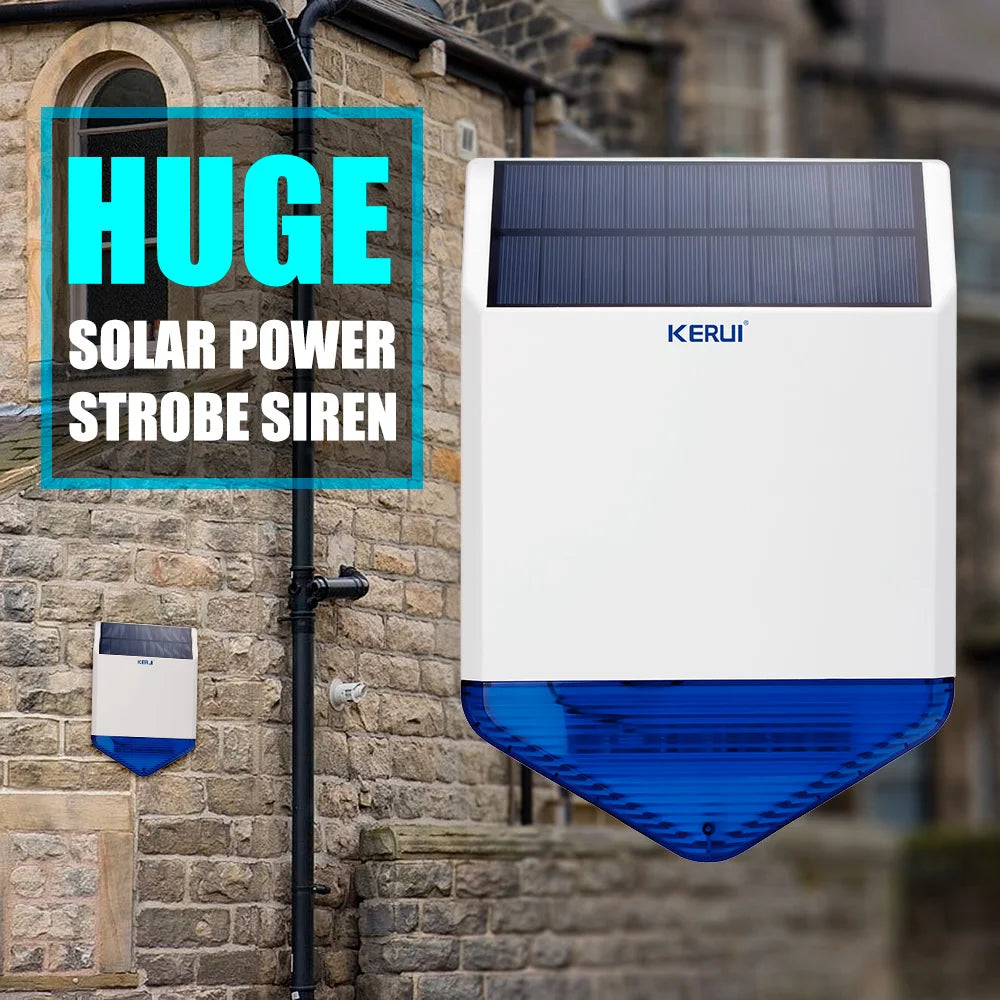 Sirène Extérieure Solaire KERUI SJ1 110 dB avec Flash Bleu – Sirène Sans Fil pour Système d’Alarme KERUI