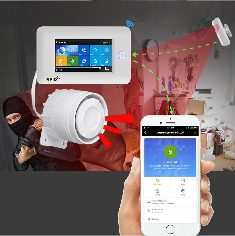 Sirène Filaire PGST PE513 con Prize Jack 3,5 mm – Alta potencia para sistemas de alarma PG103, PG105, PG106 y PG107