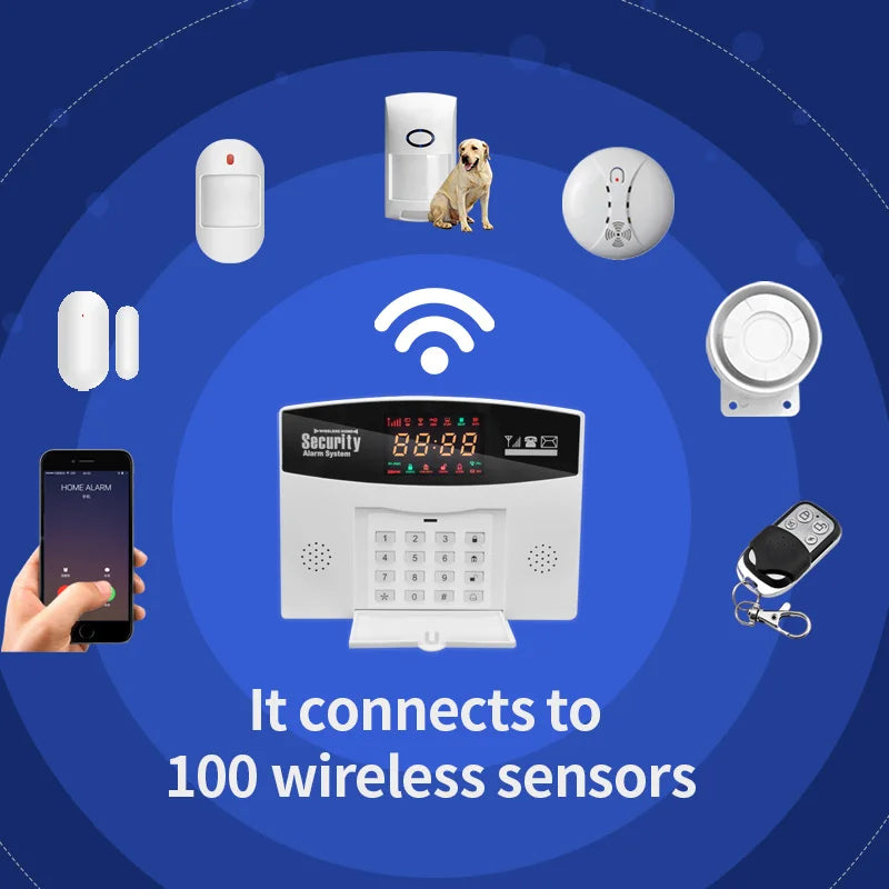 Earykong ER-TW99C – Hausalarmsystem mit WiFi- und GSM-Verbindung, Farbbildschirm, integrierter Sirene, Sonnenfunktion und Sans-Fil-Detektoren