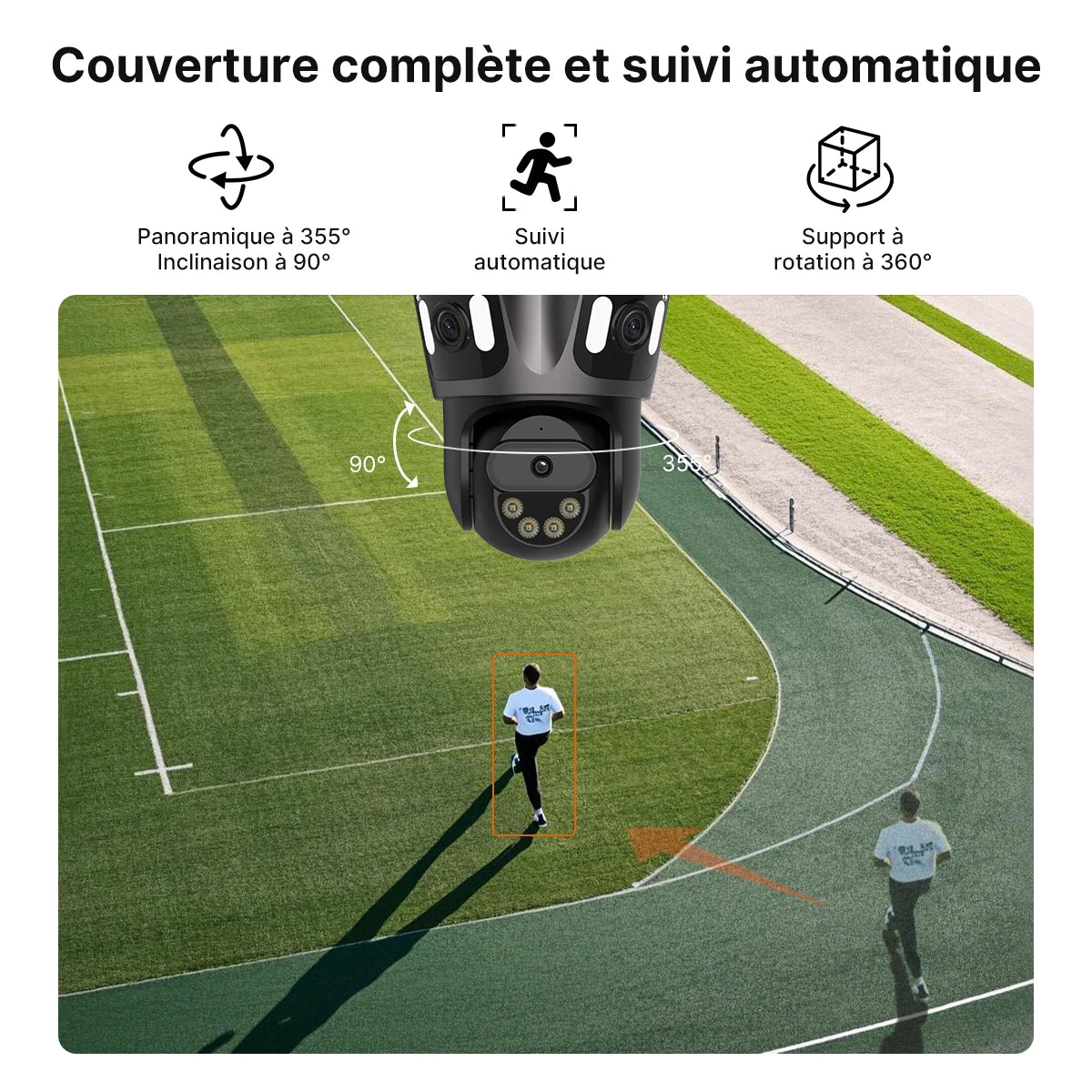 Caméra de Surveillance Extérieure WiFi PTZ WONSDAR – Double ou Triple Objectif, Suivi Automatique, Vision Nocturne Couleur, Audio Bidirectionnel