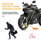 Rockbye Antivol à Disque avec Alarme 120 dB Rechargeable – Bloque-Disque Étanche pour Moto, Scooter et Vélo avec Câble de Sécurité