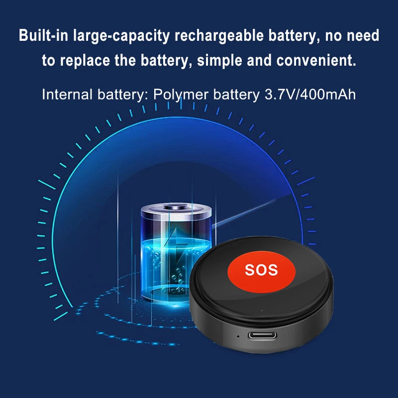 Botón SOS WiFi Tuya Earykong – Botón de llamada de urgencia sin filtro con notificación Smartphone para personas mayores, niños y personas frágiles