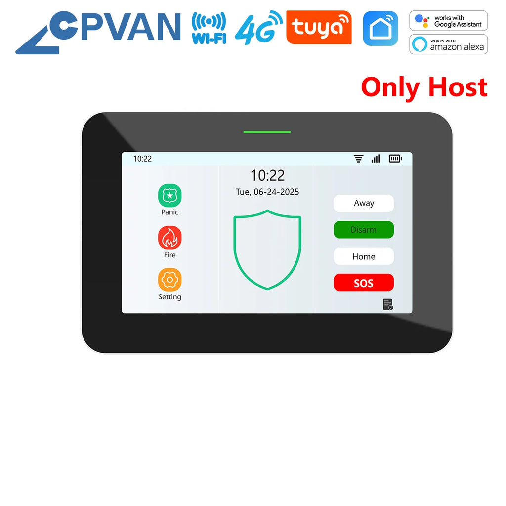CPVAN CP10 Pro Nuevo – Sistema de alarma Casa WiFi + 4G Tuya con pantalla táctil de 7", Sirène 115 dB y batería 5000 mAh