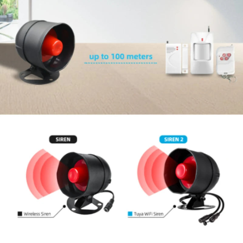 Sirène d'Alarma Intelligente WiFi Tuya 110 dB - Alarma Sans Fil Étanche IP65 Compatible con Alexa y Google Home
