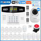 FUERS W210 – Système d’Alarme Maison Connecté Tuya WiFi & GSM avec Écran LCD Couleur, Kit Sécurité Sans Fil et Caméra IP 3MP