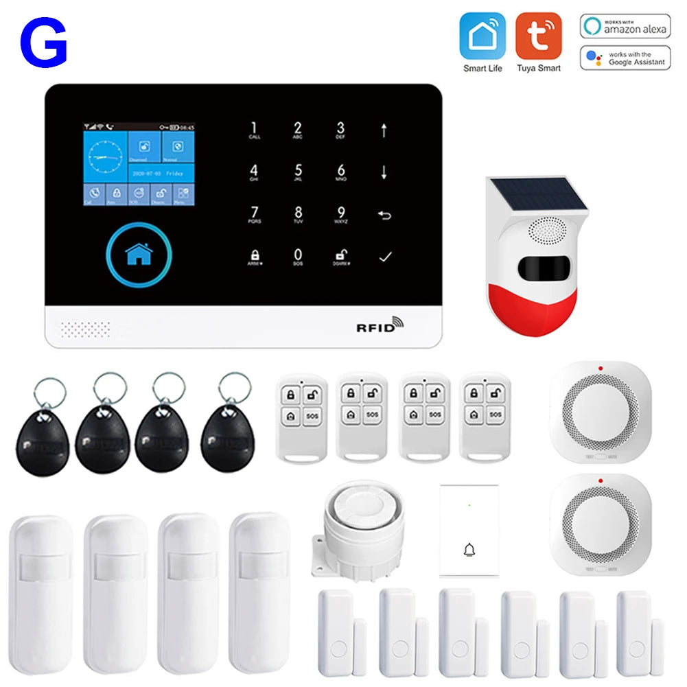 Système d’Alarme Maison TAIBOAN WiFi + GSM Tuya 433 MHz avec Écran et Sirène – Centrale d’Alarme Sans Fil Intelligente