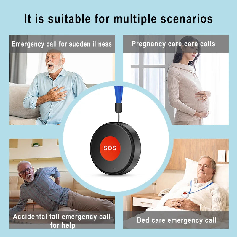 Botón SOS WiFi Tuya Earykong – Botón de llamada de urgencia sin filtro con notificación Smartphone para personas mayores, niños y personas frágiles