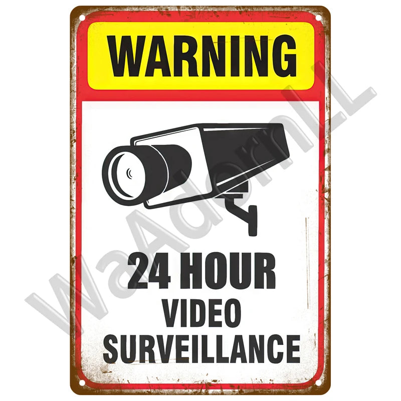 Plaque Métal Rétro “Attention Zone Sous Surveillance” – Panneau Décoratif Vintage 20x30 cm pour Maison, Garage, Bar et Atelier