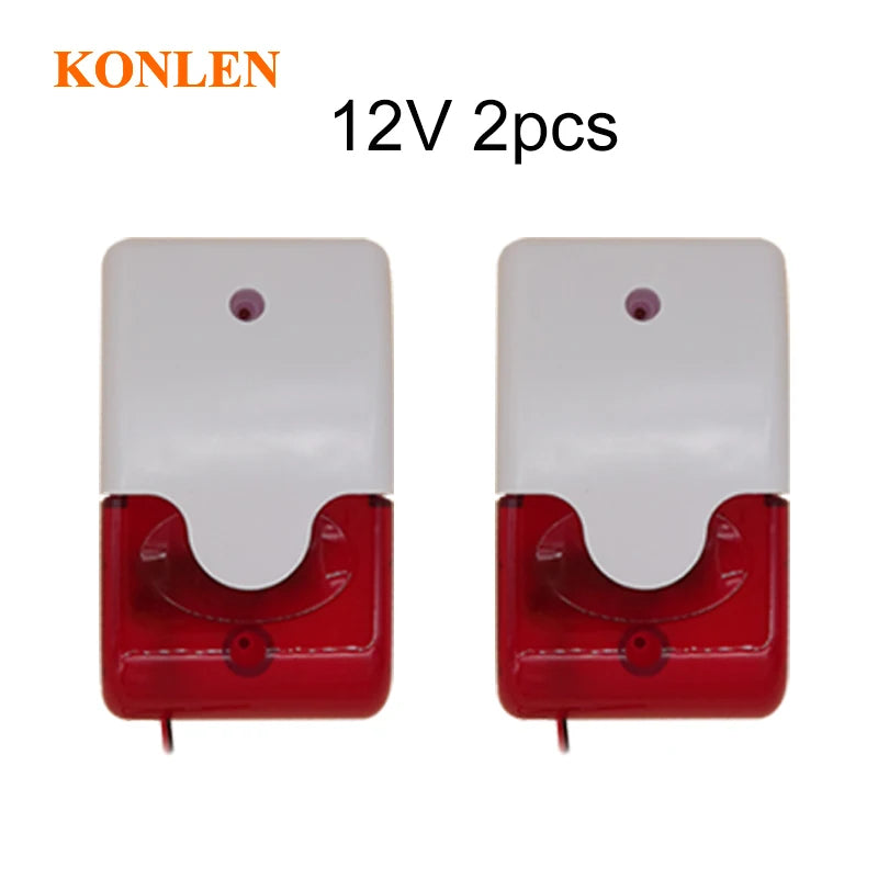 Sirène Filaire avec Flash Rouge KONLEN KL-YSS 110 dB – Alarma sonora y visual 9V/12V para seguridad interior
