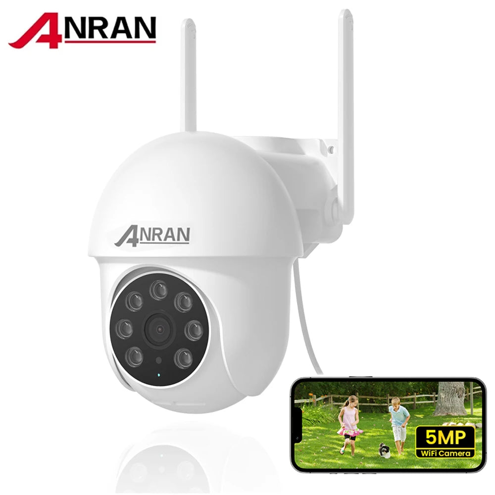 Caméra de Surveillance ANRAN 5MP Filaire WiFi 2.4G & 5G – Vision Nocturne Couleur, Suivi Automatique, Audio Bidirectionnel et Protection IP66