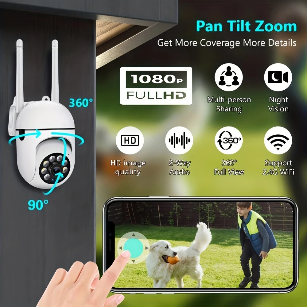 Caméra de Surveillance WiFi 1080P Ease Life – Rotation 360°, Vision Nocturne Couleur, Audio Bidirectionnel, Usage Intérieur & Extérieur