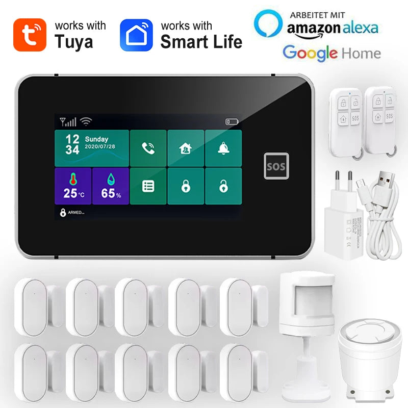 Earykong ER-G60 – Sistema de alarma doméstica WiFi + GSM sin filtro con color de pantalla, clave táctil y aplicación Smart Life