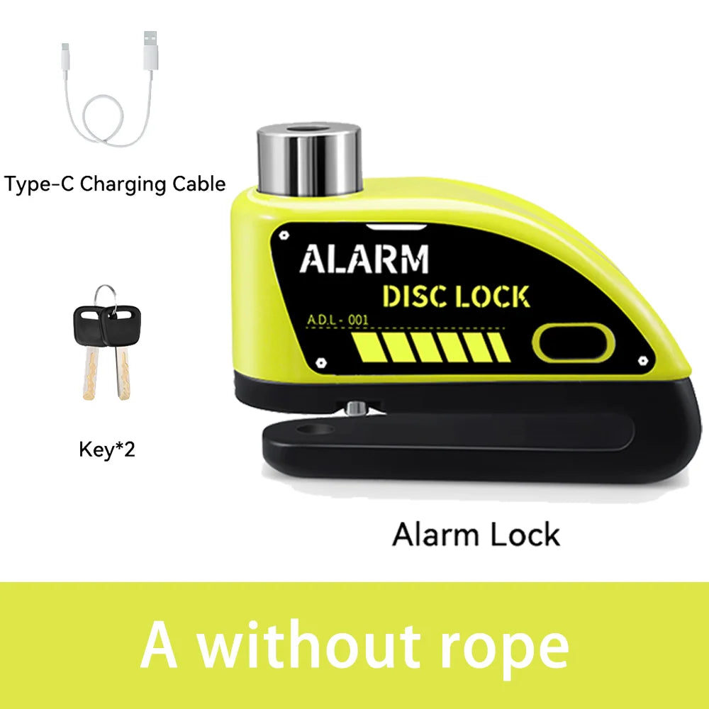 Rockbye Antivol à Disque avec Alarme 120 dB Rechargeable – Bloque-Disque Étanche pour Moto, Scooter et Vélo avec Câble de Sécurité