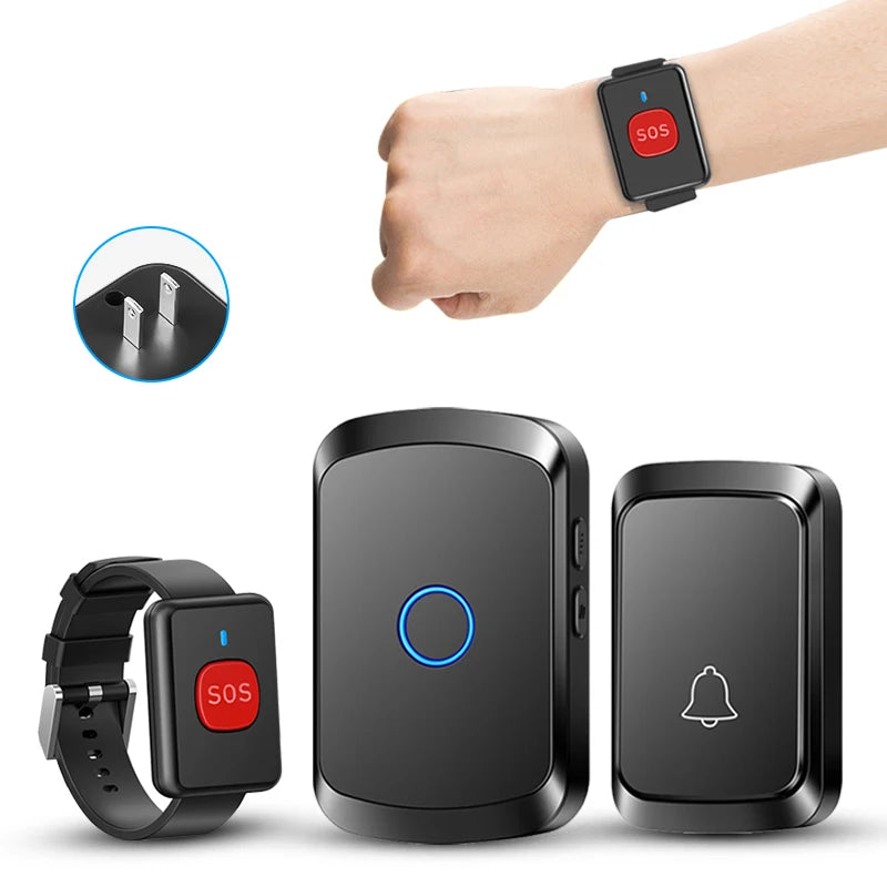 Buscapersonas sin filtro para personas con botón SOS y reloj de llamada – Sistema de alerta de urgencia para casas, niños y pacientes
