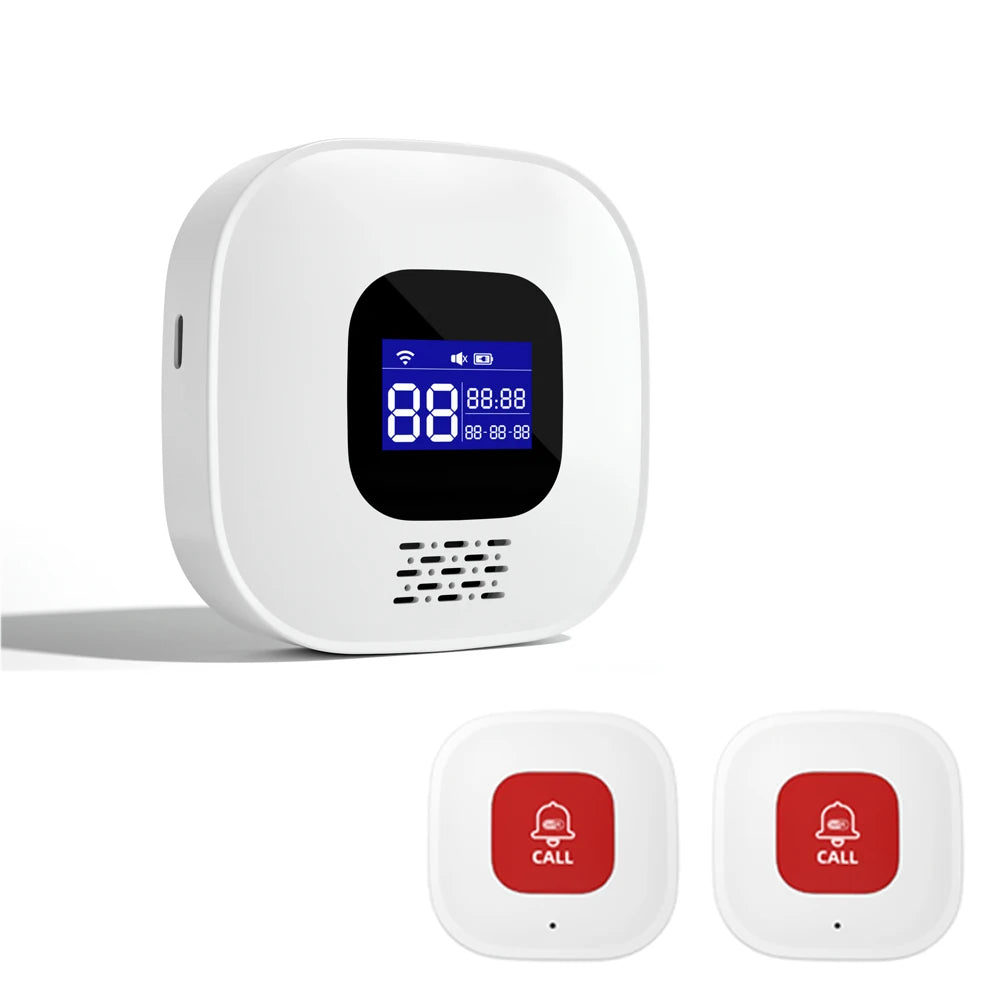 Buscapersonas SOS WiFi Tuya para personas mayores – Sistema de alerta médica sin filtro con pantalla LCD y botón de urgencia