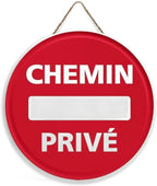 Panneau Rond en Bois “Propriété Privée – Accès Interdit – Vidéosurveillance” – Decoración Murale Seguridad para Cour, Jardin et Allée 