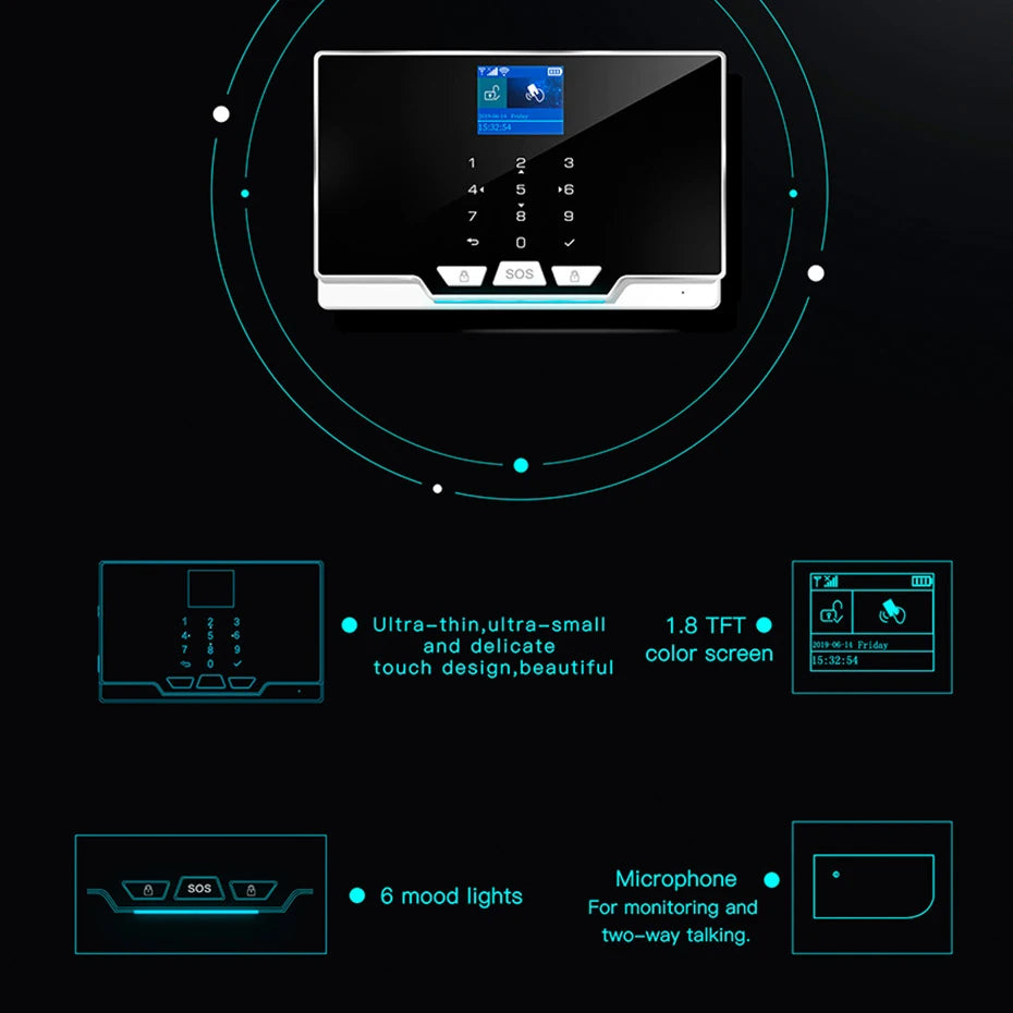 KERUI G20/G30 – Système d’Alarme Maison WiFi + GSM 2G Tuya 433 MHz, Kit DIY Sans Fil Anti-Intrusion