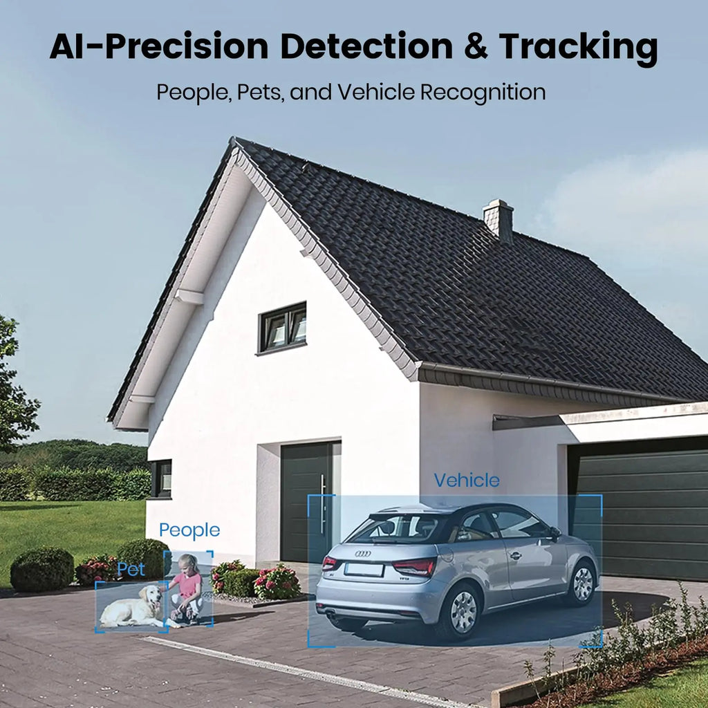 Caméra de Surveillance Extérieure DEKCO 3K UHD avec Projecteur – Vue 360°, Vision Nocturne Couleur, Détection PIR et Audio Bidirectionnel