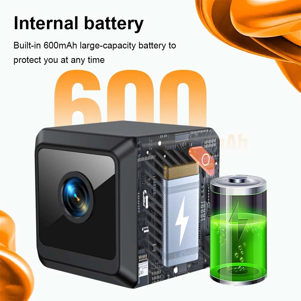 Mini Caméra de Surveillance WiFi W02 1080P avec Vision Nocturne – Caméra de Sécurité Intérieure et Extérieure IP66, Batterie Intégrée