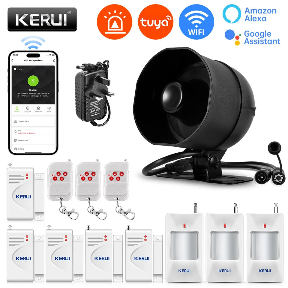 KERUI – Sistema de alarma Maison Connecté WiFi Tuya con Sirène 120 dB, Captores de movimiento y apertura