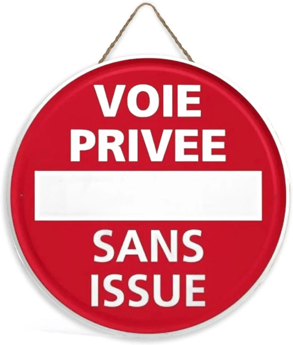 Panneau Rond en Bois “Propriété Privée – Accès Interdit – Vidéosurveillance” – Decoración Murale Seguridad para Cour, Jardin et Allée 