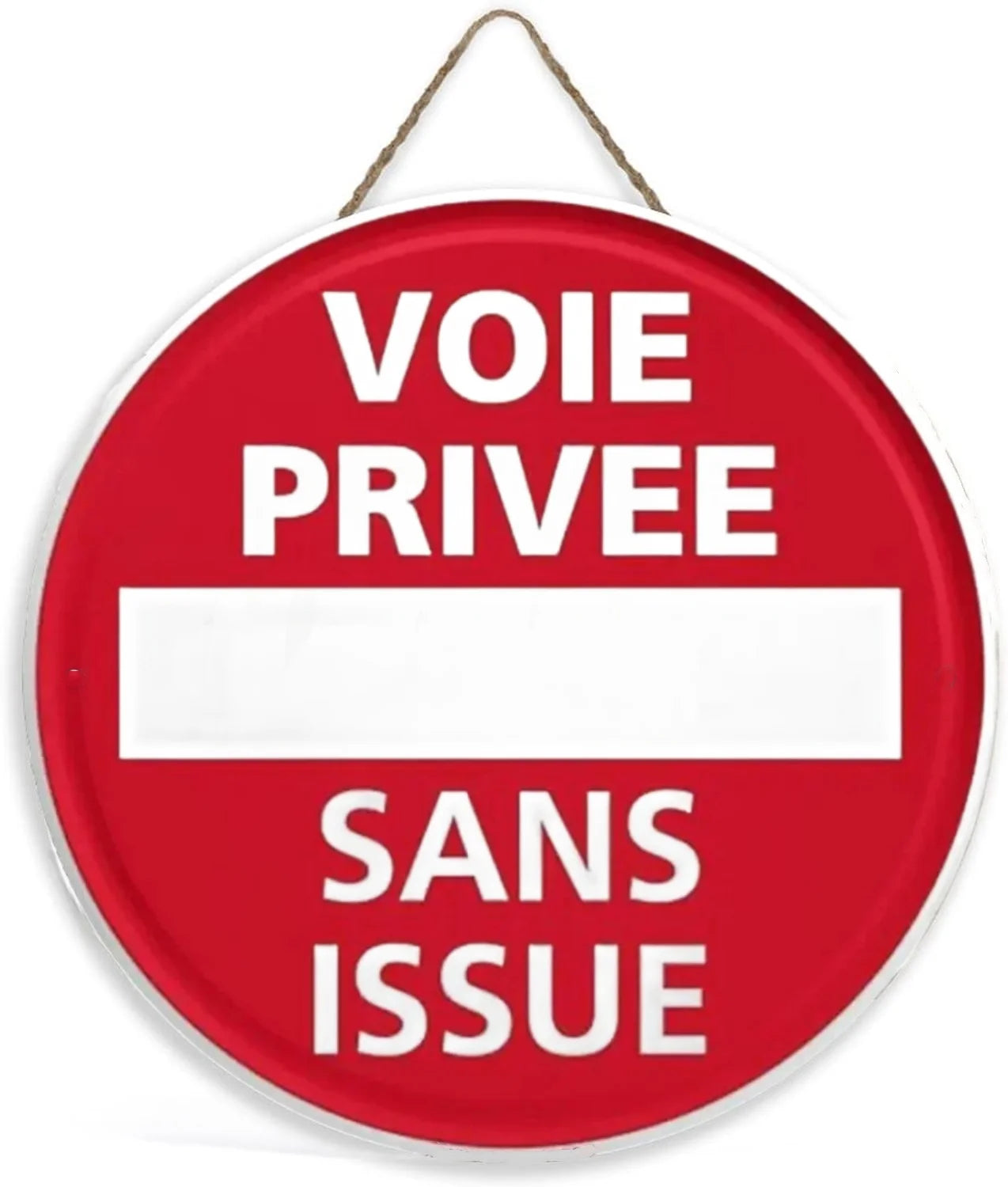 Panneau Rond en Bois “Propriété Privée – Accès Interdit – Vidéosurveillance” – Décoration Murale Sécurité pour Cour, Jardin et Allée