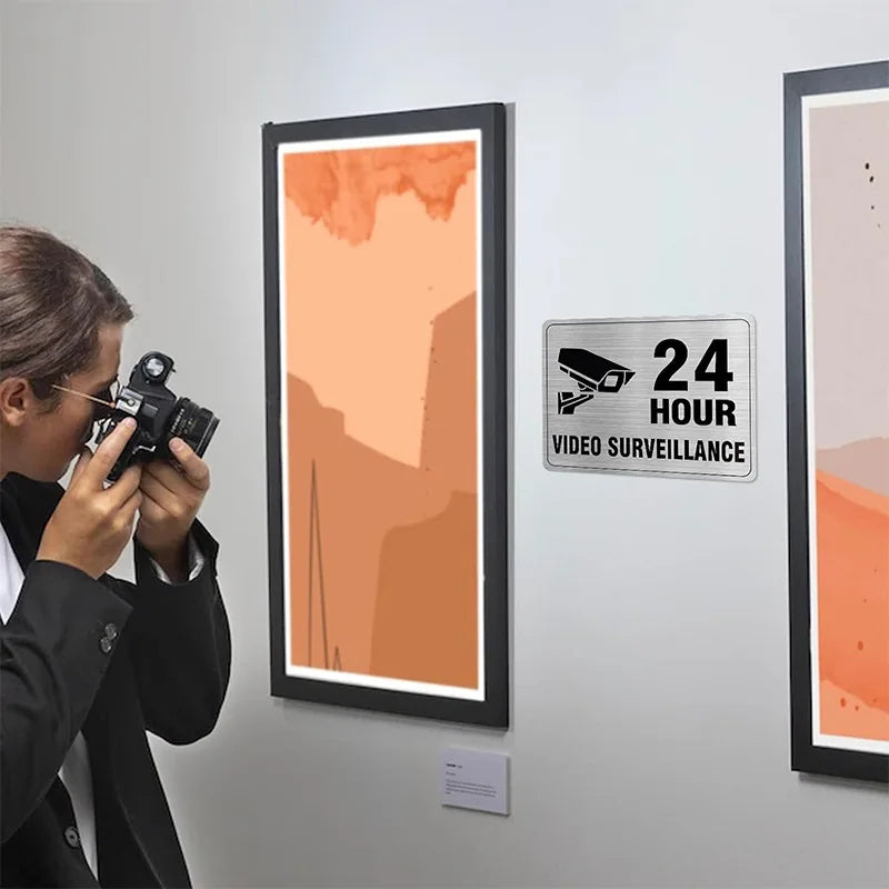 Panneau “Vidéosurveillance 24h – Propriété Privée – Accès Interdit” en Aluminium – Plaque de Sécurité Moderne pour Intérieur et Extérieur