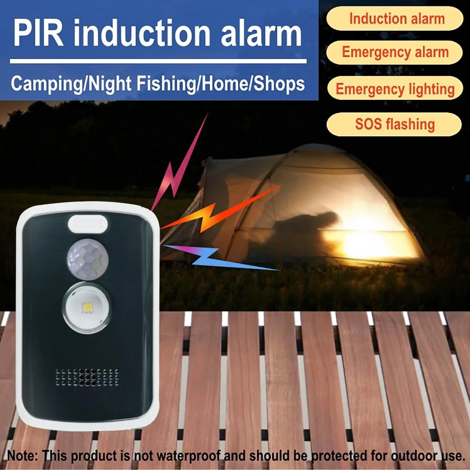 Alarma periférica portátil 125 dB con detector de movimiento PIR – Seguridad antiintrusión para camping, jardín y casa 
