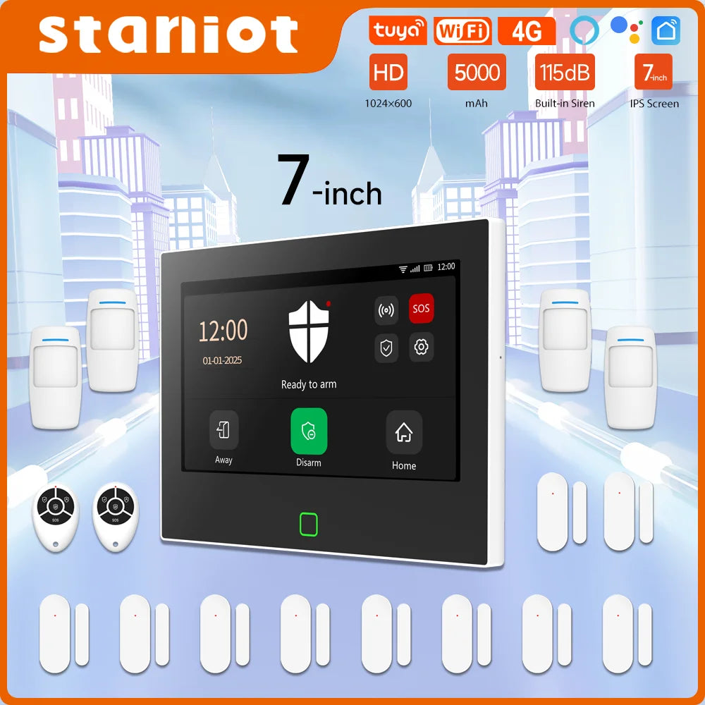 Staniot SecPanel 7 H700-4G - Sistema de alarma doméstico WiFi + 4G con pantalla táctil de 7", Sirène 120 dB y batería 5000 mAh