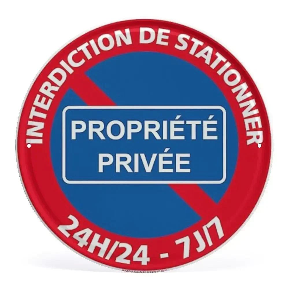 Panneau Rond en Aluminium “Propriété Privée – Accès Interdit – Vidéosurveillance” 20 cm – Señalización de seguridad exterior e interior 