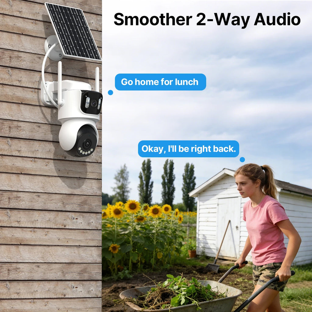 Cámara de seguridad 4G Solaire WONSDAR Doble objetivo 4K con batería integrada – Vigilancia exterior 24h/24