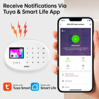 KERUI W202 – Sistema de alarma Maison Connecté Tuya WiFi &amp; GSM 433 MHz, Kit Seguridad Sans Fil con detector de movimiento, Capteurs Porte/Fenêtre et Sirène 