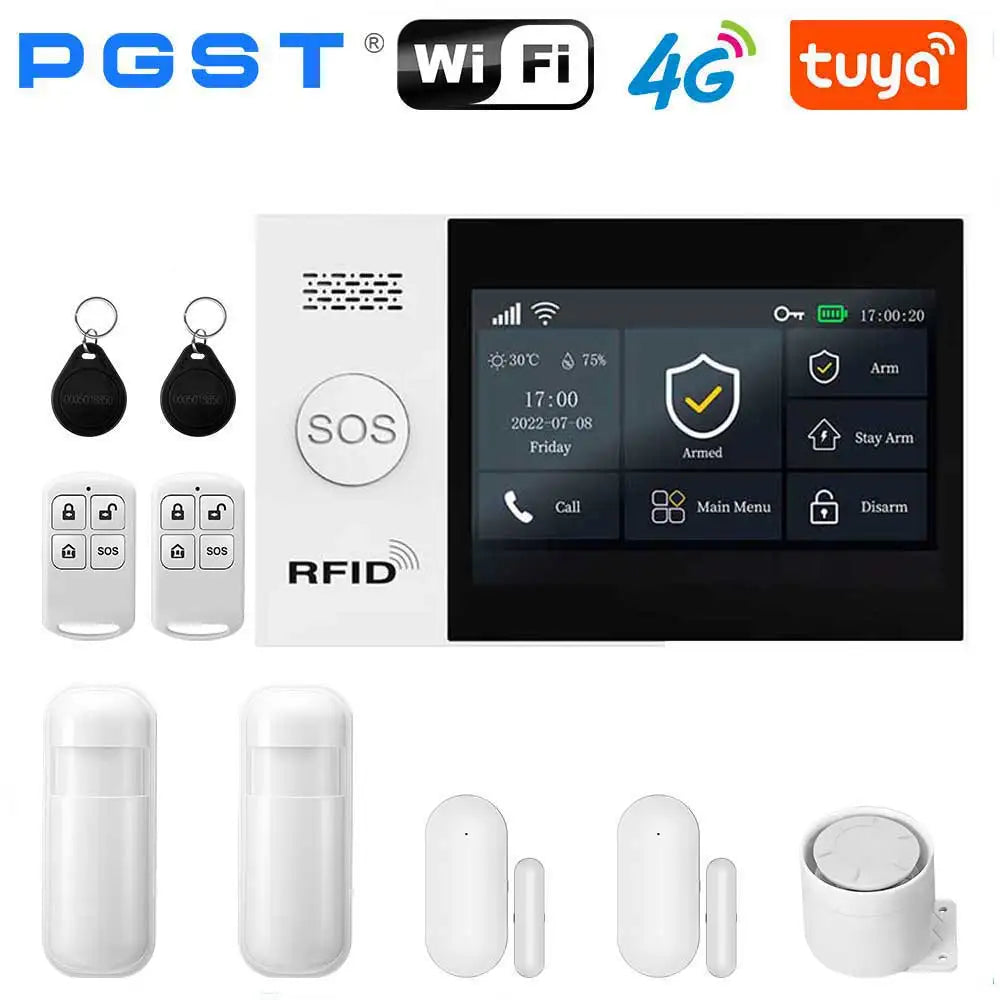 PGST 107-4G – Sistema de alarma de casa sin conexión Tuya WiFi y 4G, seguridad 433 MHz con aplicación Smart Life y compatibilidad con Alexa