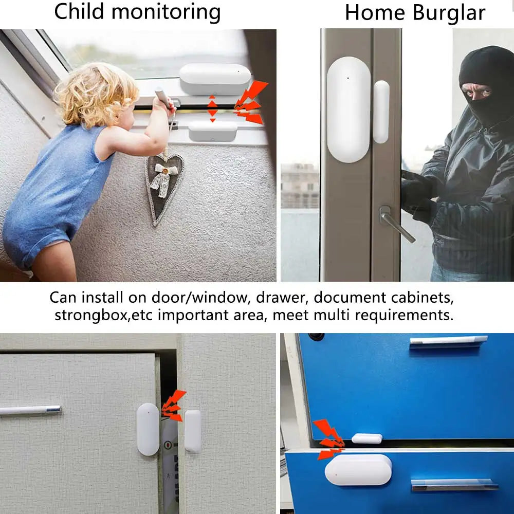 Capteur d'Ouverture Sans Fil PGST 433 MHz – Detector de puerta y ventana para sistema de alarma de casa