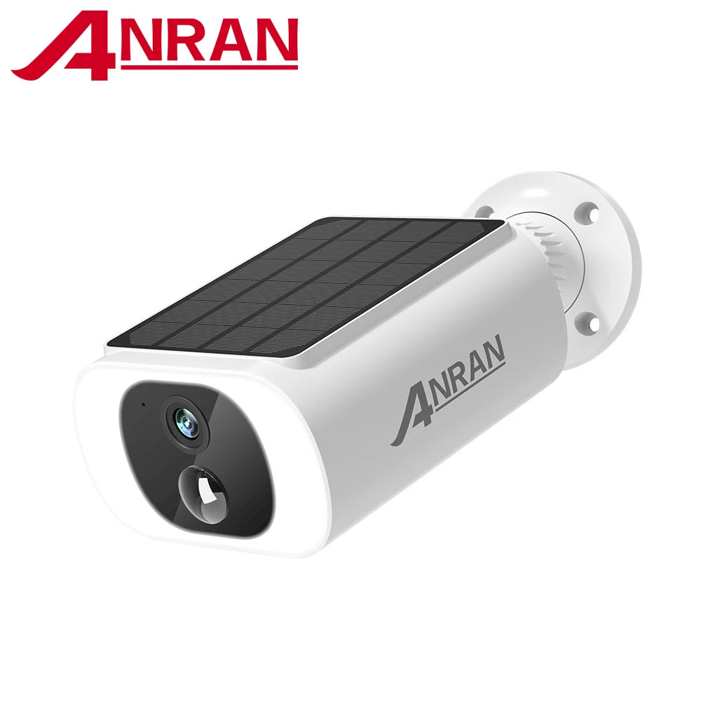 Caméra de Surveillance Solaire ANRAN 2K 3MP Extérieure Sans Fil – Détection Humaine, Vision Nocturne Couleur, Projecteur et Audio Bidirectionnel