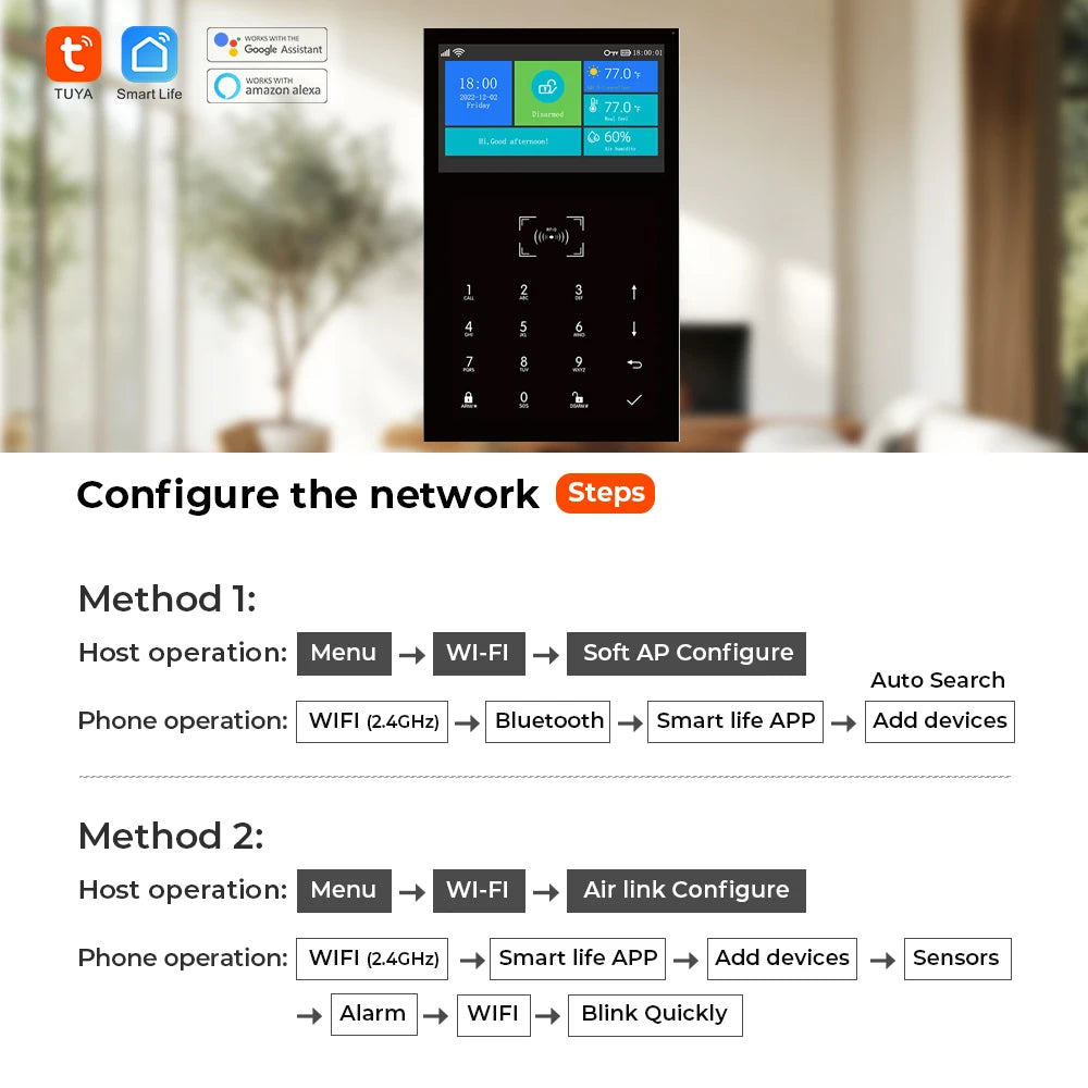 PGST 109-2G – Sistema de alarma Maison Connecté Tuya WiFi &amp; GSM, Seguridad Sans Fil 433 MHz con aplicación Smart Life, compatible con Alexa y Google Assistant