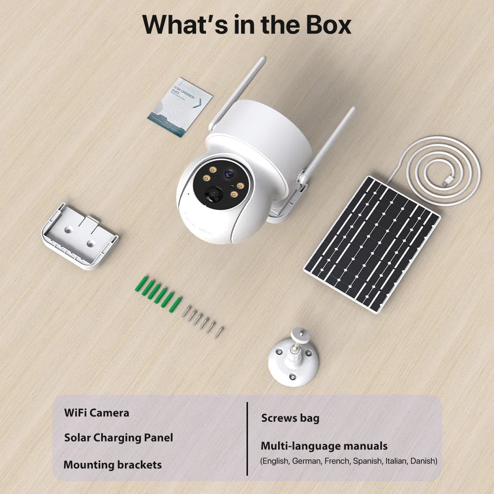 Caméra de Surveillance Extérieure Solaire WiFi PTZ avec Batterie Intégrée – HD, Vision Nocturne Infrarouge, Détection et Contrôle à Distance iCSee